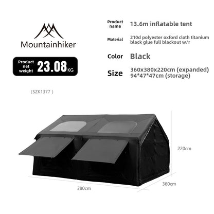 Mountainhiker 13.6㎡ Large Inflatable Tent Outdoor Camping 8-10 Person Tent Rainproof Family Awning Beach Quick Open Fishing Park