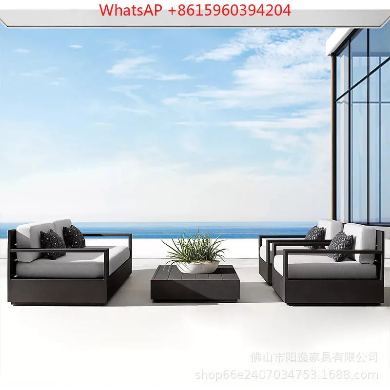 Outdoor high-end sofa villa garden courtyard hotel swimming pool leisure outdoor waterproof and sunscreen aluminum  combination