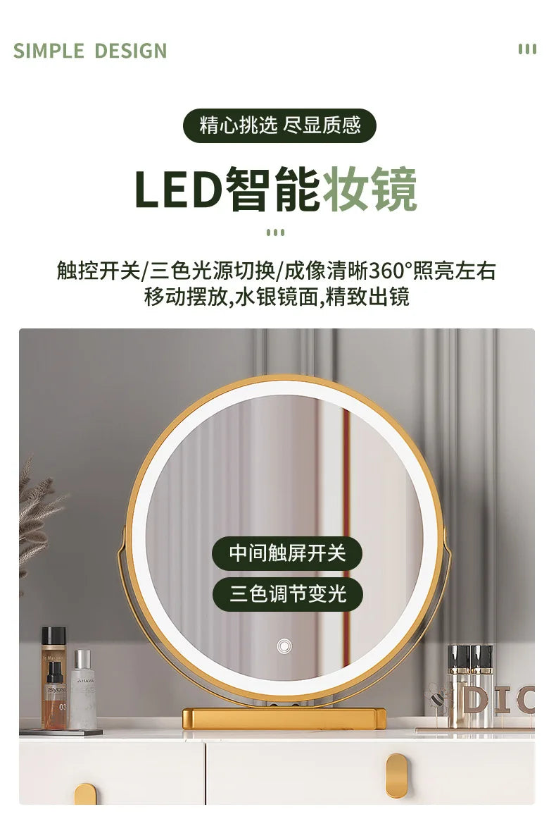 Solid wood new dresser glass bedroom modern simple style light luxury Internet celebrity small makeup table rock slab makeup