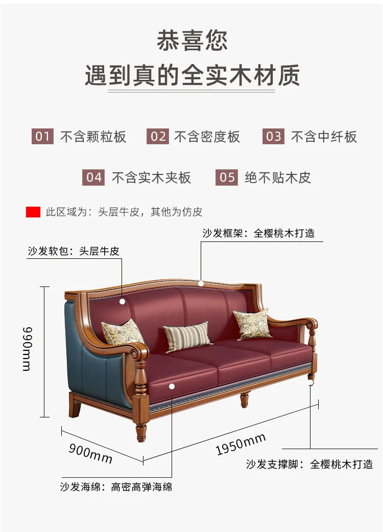 Customizable American leather sofa