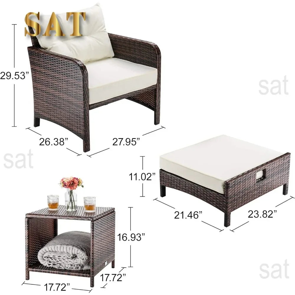 #For 5 Pieces Wicker Patio Furniture Set Outdoor Patio Chairs with Ottomans Conversation Furniture with coffetable&