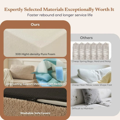 106" Modular Sectional Couch Left/Right Facing Convertible, L-Shape Modern Teddy Sofa, Deep Seat Upholstered Foam,Customized