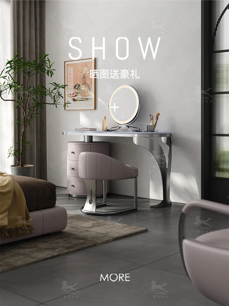 light luxury French luxury stone dresser chest cabinet integrated solid wood modern bedroom high-end makeup table