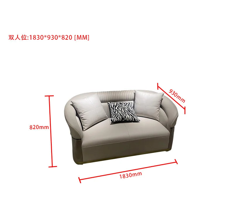 FF Italian Style Light Luxury Genuine Leather Sofa Villa Living Room Large and Small Suite Combination