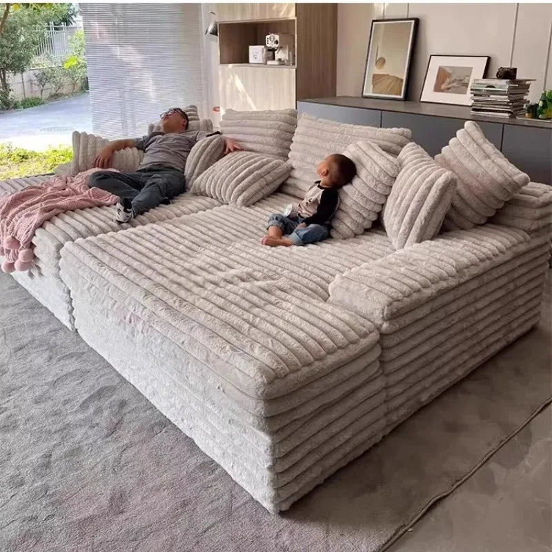 Nordic Sofabed Vacuum Compression Sofa Bed Modern Simple Lazy Sofa Bed  Thick Strip Velvet Large Sofa Bed Living Room Furniture