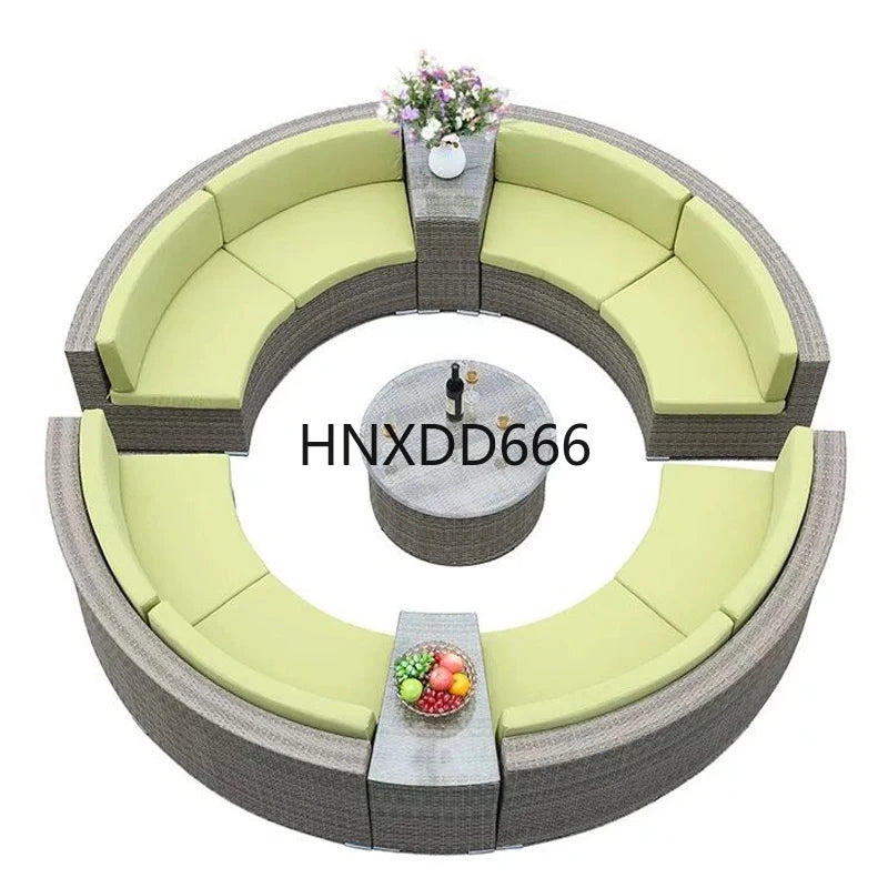 Outdoor round rattan sofa combination curved living room sofa