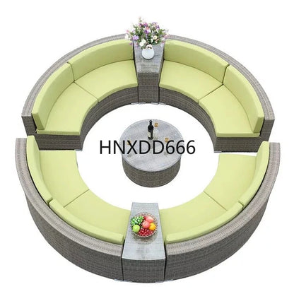 Outdoor round rattan sofa combination curved living room sofa