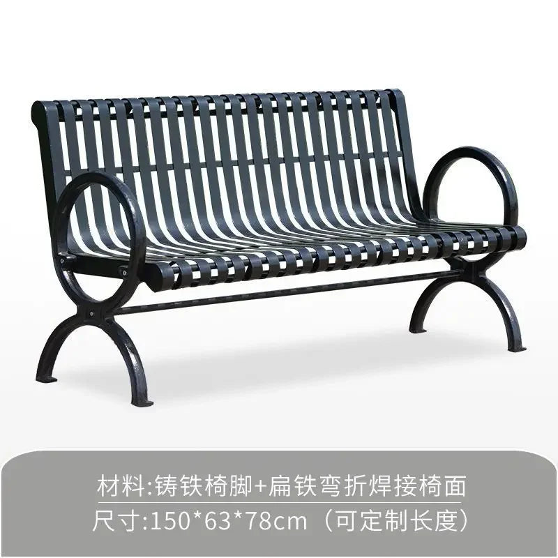 Park chair outdoor bench, cast iron art, community square leisure seat, courtyard outdoor shopping mall lounge area