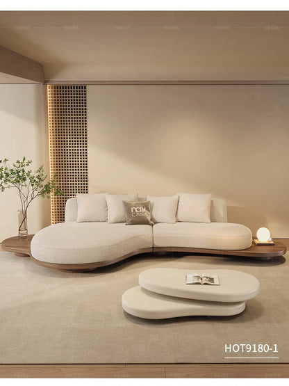 Walnut color special-shaped sofa disposable technology fabric modern wabi-sabi style living room home design sense