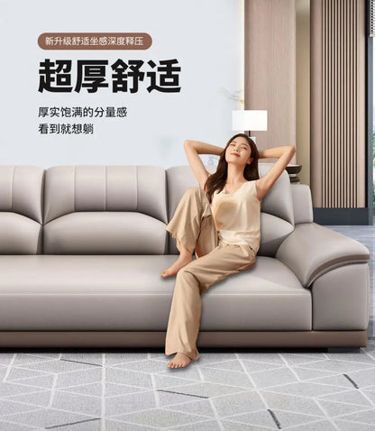 Leather latex office sofa, piano key combination sofa