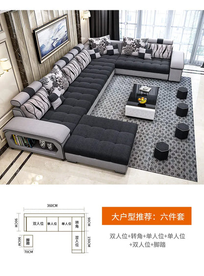 Fabric sofa, simple and modern size, living room, Nordic latex technology fabric sofa