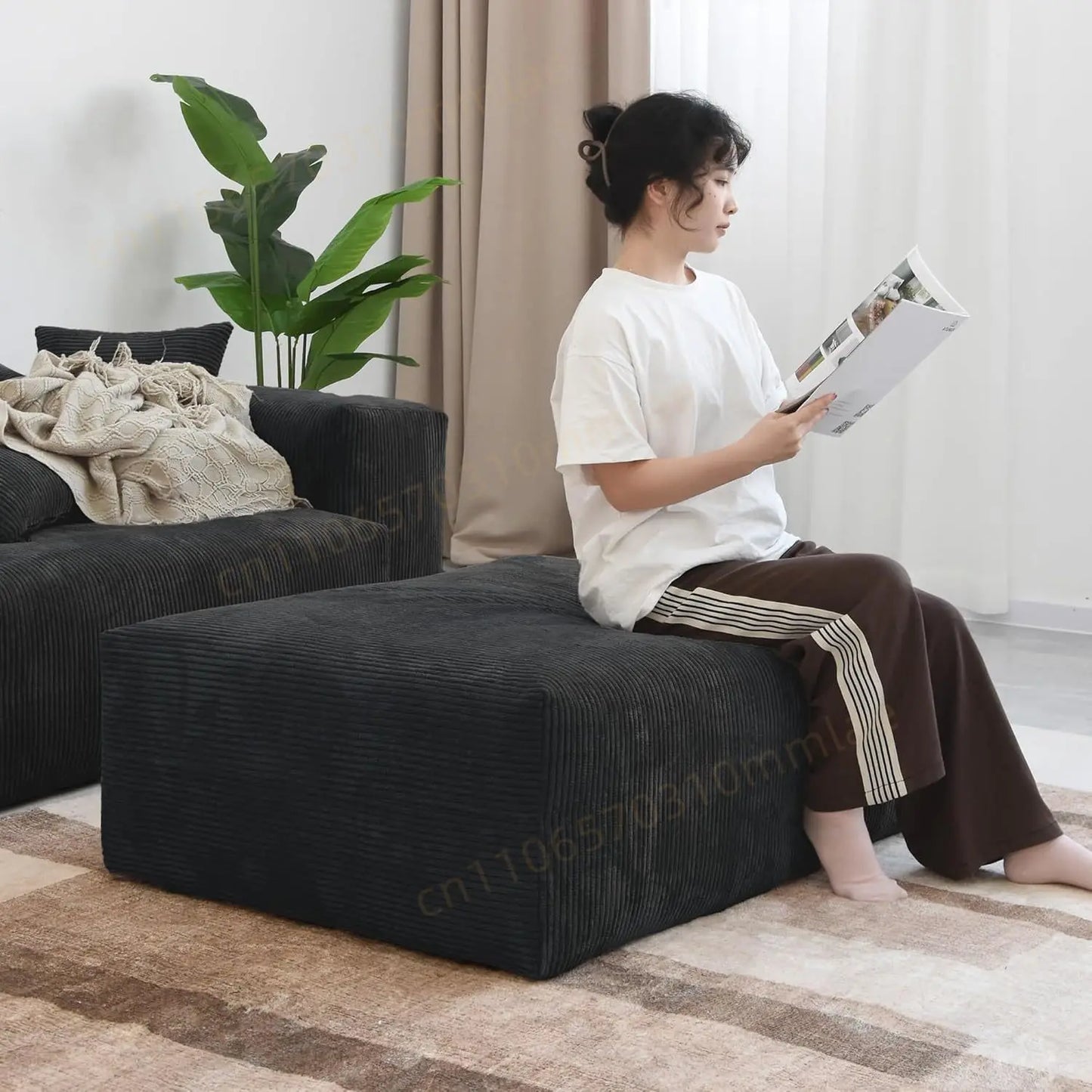 DIGGERA 181" Oversized Compressed Sofa Boneless Couch Modular Sofas for Living Room Huge 4-Seats Sectional Couches with Chaise