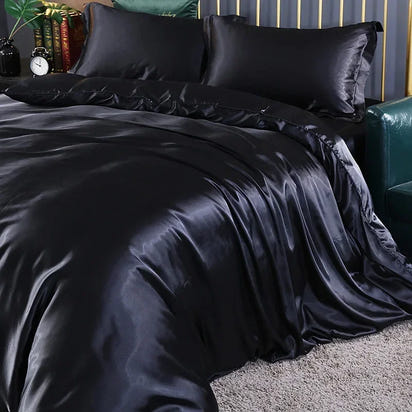 Luxury 100% Mulberry Silk Bedding Set with Duvet Cover Set Double King Queen Size Bedding Cover Kit 4pcs Bed Cover Bed Linen Set