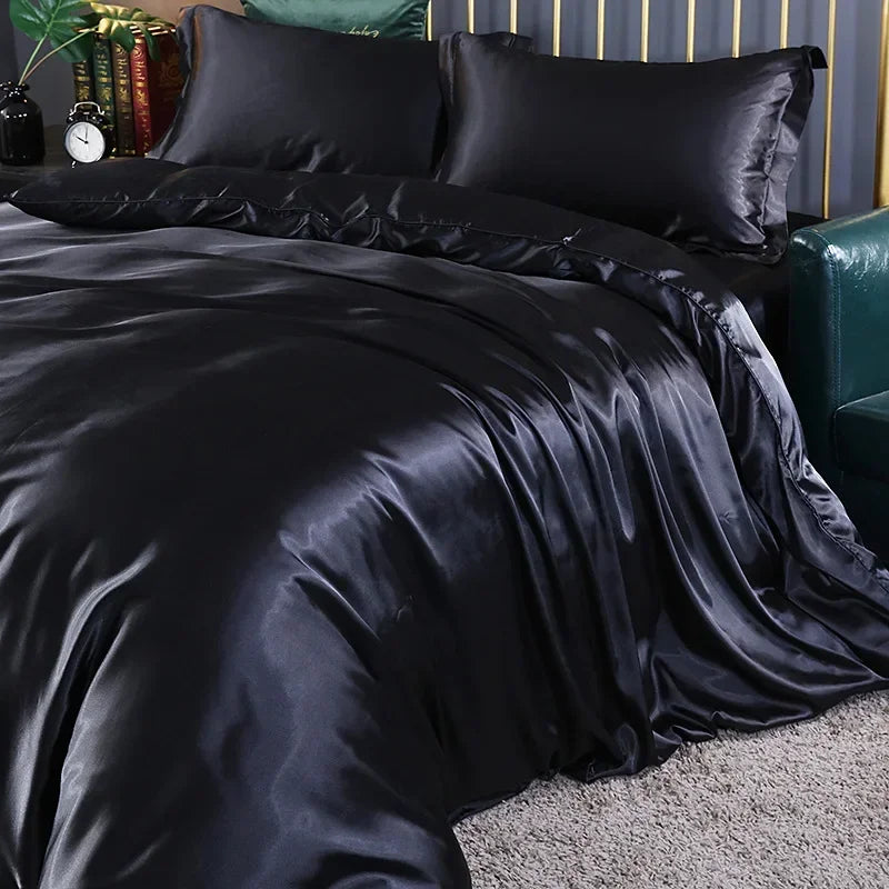 Luxury 100% Mulberry Silk Bedding Set with Duvet Cover Set Double King Queen Size Bedding Cover Kit 4pcs Bed Cover Bed Linen Set