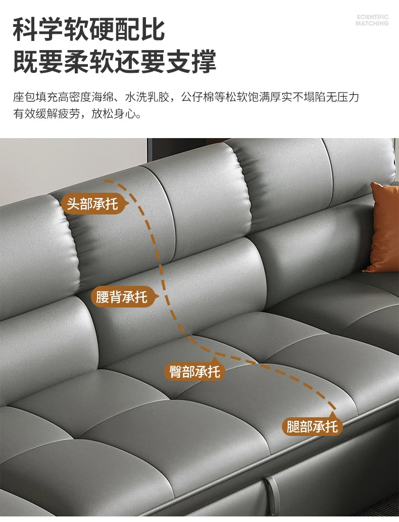 Designer Leather Sofa Living Room Ajustable Lounge Foldable Sofa Reclinable Modular Minimalist Woonkamer Banken Lounge Furniture