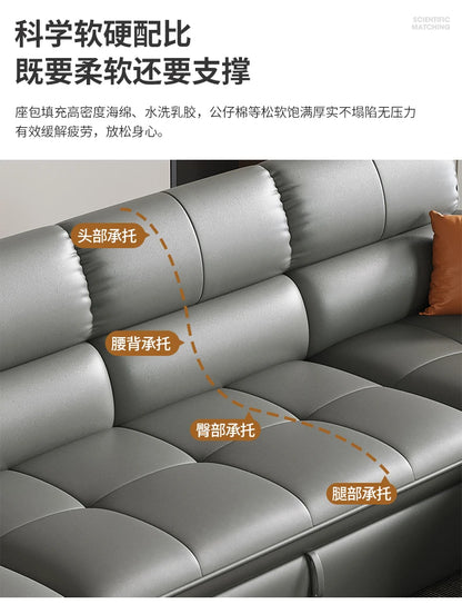 Designer Leather Sofa Living Room Ajustable Lounge Foldable Sofa Reclinable Modular Minimalist Woonkamer Banken Lounge Furniture