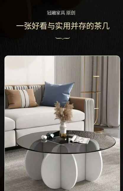 Table basse ronde en verre trempé résistant aux hautes températures, style luxe léger et créatif, stable, pour salon et maison