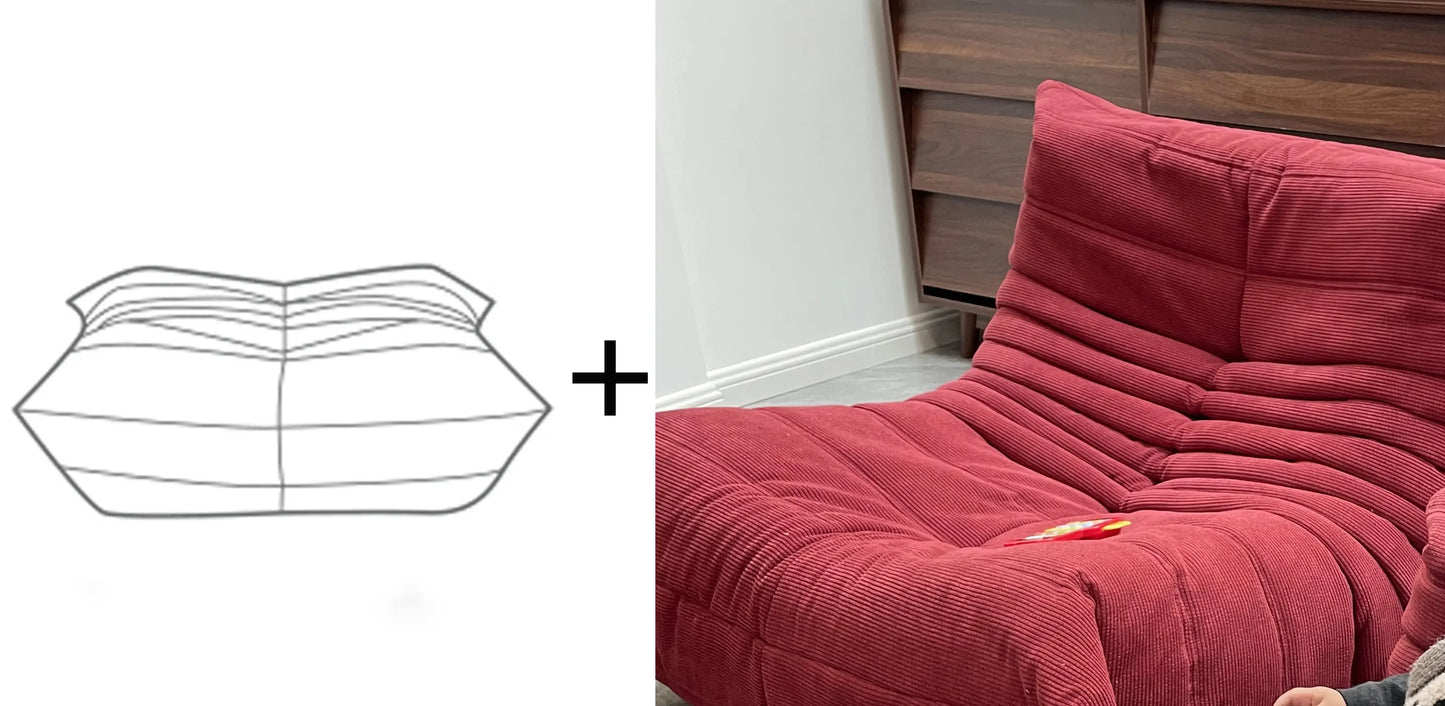 Lounge Bean Bag Chair for Adult Armless Lazy Floor Sofa Fireside Chair for Living Room Gaming Room Bedroom Soft Corduroy Couch