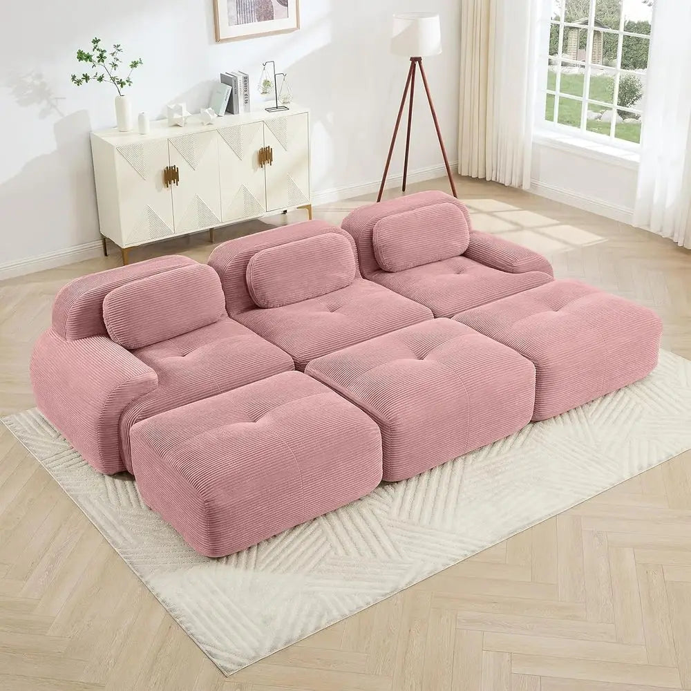 Pink Ottoman for  Sectional Soa, Corduroy Deep Seat or Oversized Compred BonelSectional Couches or Living Room Bedroom ,only  Ottoman