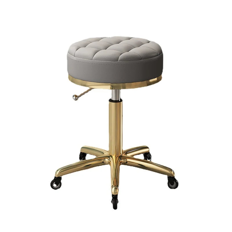 High Quality Salon Furniture 360 Degree Rolling Adjustable Hairdressing Chair with Wheels Gold Salon Stool