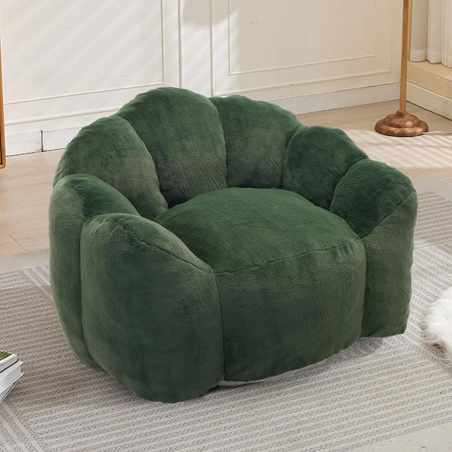 Bean Bag Chair for Adults, Floral Shaped Bean Bag Single Sofa, Ultra Soft Faux Fur Floor Sofa, Oversize Reading, Customized