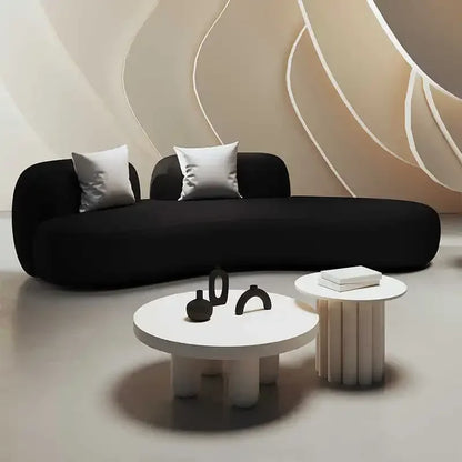 curved sofa, small apartment special-shaped black beauty salon hall, clothing store office rest area reception and negotiation