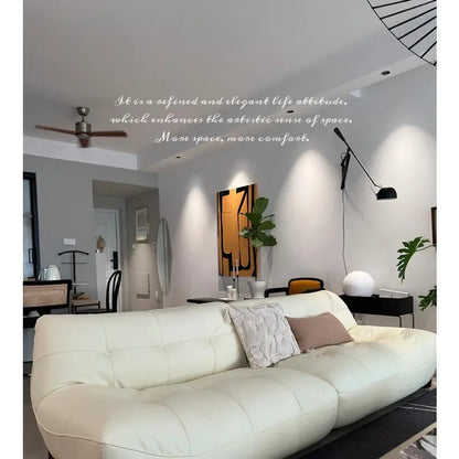 Extreme leather sofa Italian minimalist first layer cowhide living room simple medium and ancient style retro small apartment