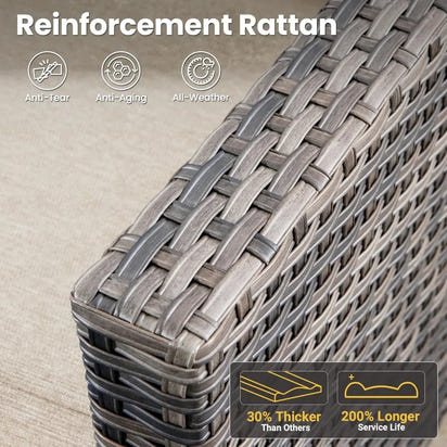 Patio Furniture Set, 5 Pieces Outdoor Wicker Sofa Couch with Chairs, Ottomans and Comfy Cushions, All Weather High Back Rattan