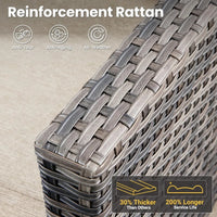 Patio Furniture Set, 5 Pieces Outdoor Wicker Sofa Couch with Chairs, Ottomans and Comfy Cushions, All Weather High Back Rattan