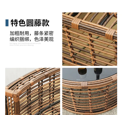 Rattan sofa combination courtyard garden leisure outdoor living room custom semi-circular arc rattan chair terrace outdoor