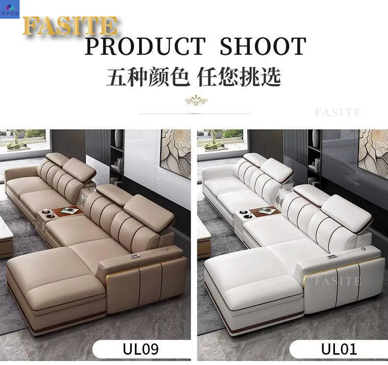 Luxury First-Layer Sofa Classic Light Living Room Size Princess Apartment Straight Row Home Combination