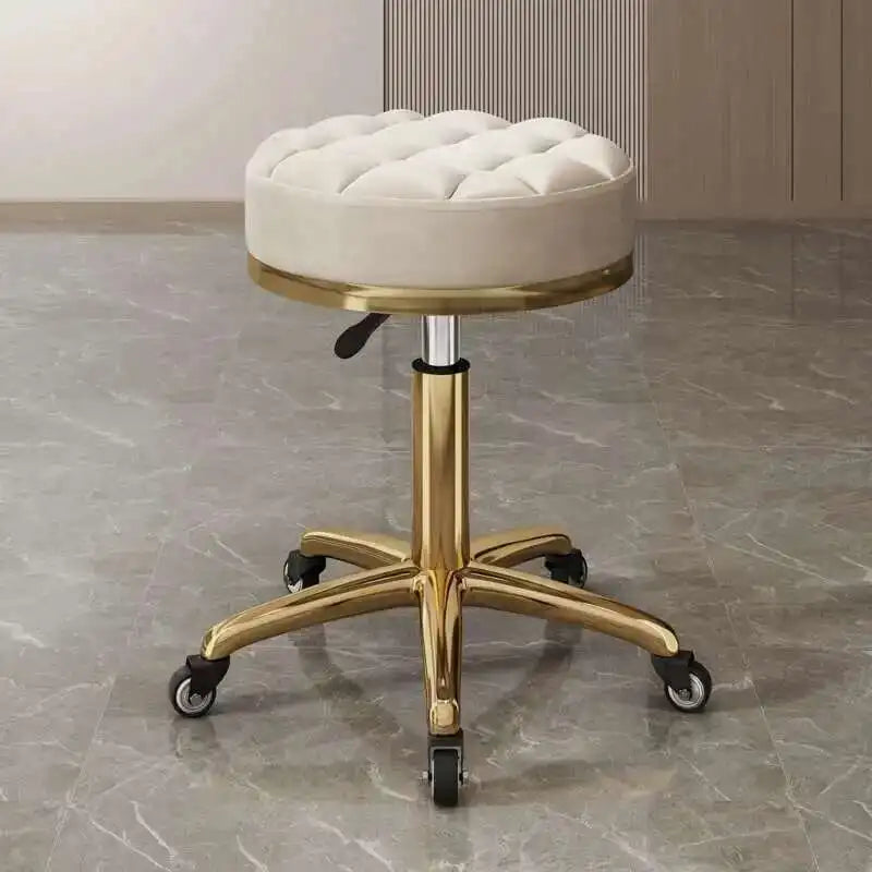 Barber Nail Salon Chair Swivel Wheels Rotating Salon Hair Stylist Barbershop Equipment Furniture Professional Rolling Silla