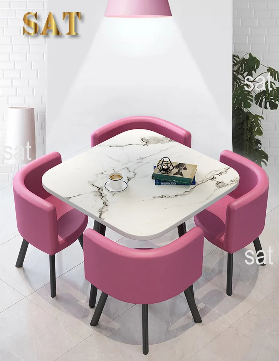 Wholesale Modern   Dining Table Sets 4 6 Chairs Dining Table Wooden Restaurant Cafe Chatting Table