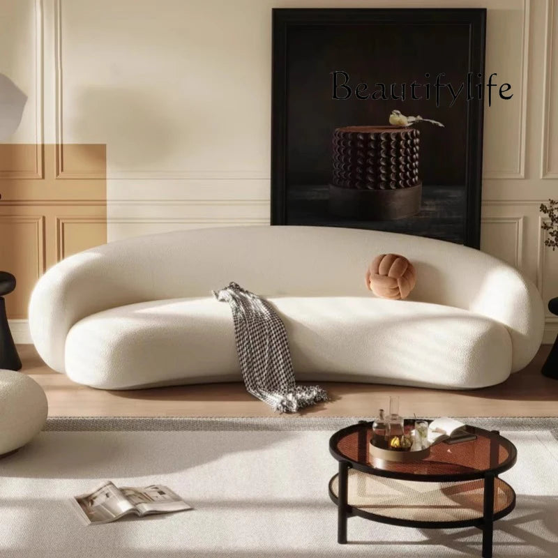 C Nordic Wabi-sandy Wind Curved Sofa Household Small Apartment Fabric Sofa