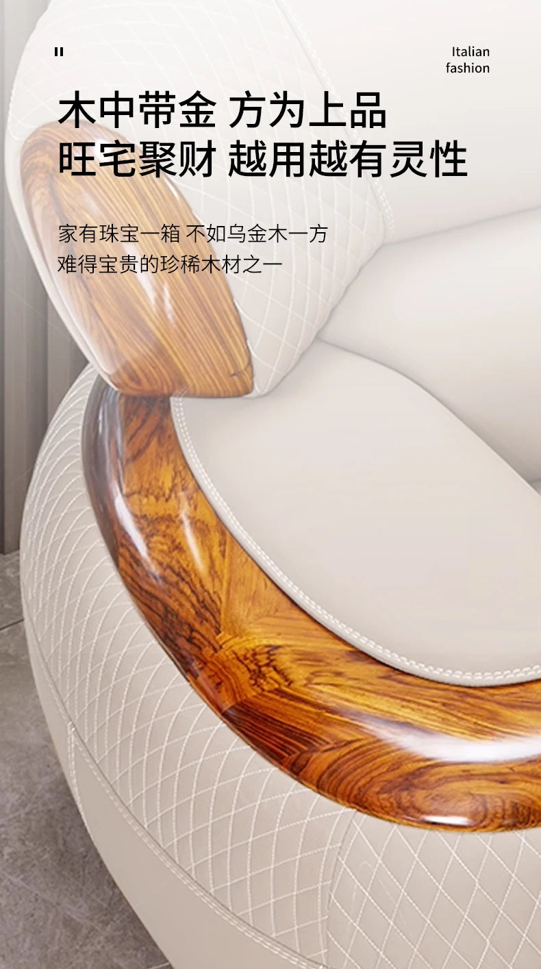 New Chinese ebony leather sofa living room modern first layer cowhide 1234 combination  FT