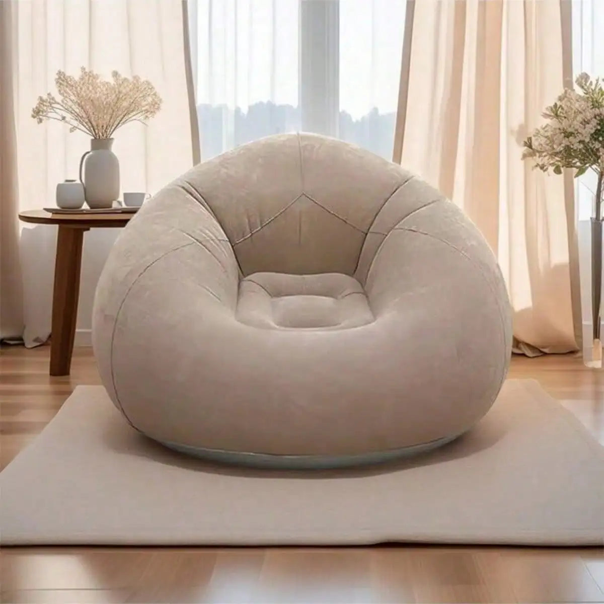 Large Slouchy Inflatable Sofa Chair: PVC Lounger for Indoor Living Room & Outdoor Camping
