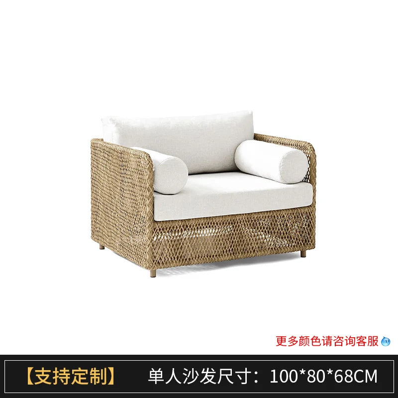 Nordic outdoor sofa, courtyard, terrace, balcony, leisure rattan chair, living room, outdoor waterproof High Quality