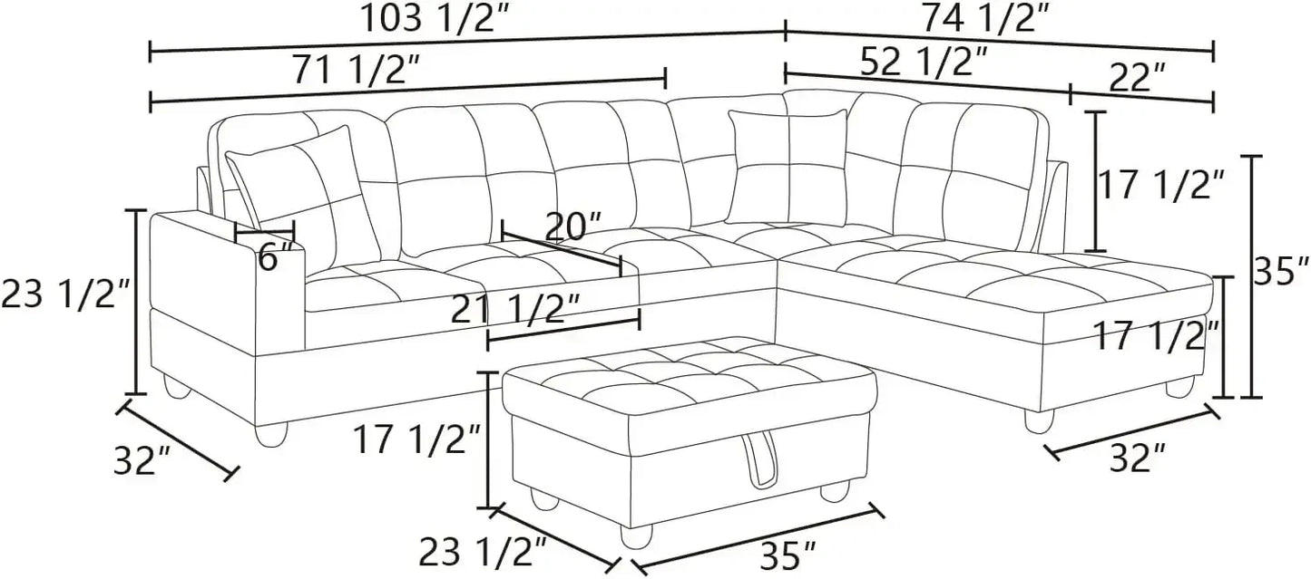 Sectional Couch for Living Room Furniture Sets,Black Leather Sectional Sofa L Shape Couch
