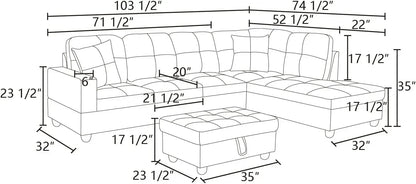 Sectional Couch for Living Room Furniture Sets,Black Leather Sectional Sofa L Shape Couch