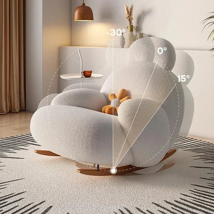 Big white Internet celebrity rocking chair lazy sofa single rocking cream living room lazy chair simple balcony bedroom