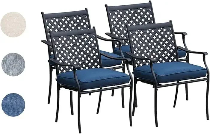 Metal Dining Chair Indoor Outdoor Use Patio Dinning Chairs Set,Dining Bistro Cafe Side Metal Chairs Set of 4 with Arms and Seat