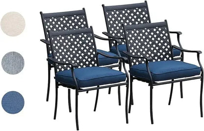 Metal Dining Chair Indoor Outdoor Use Patio Dinning Chairs Set,Dining Bistro Cafe Side Metal Chairs Set of 4 with Arms and Seat
