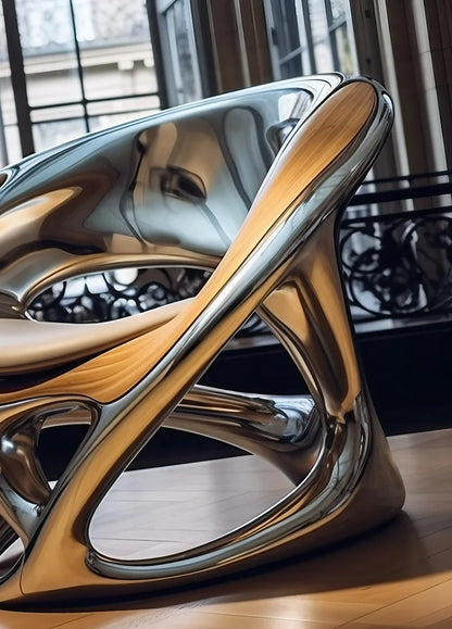 Luxury Innovative Metal  Armchair Bright Hollow Electroplating Leisure Chair  for Living Room Futuristic Sculptural Chair