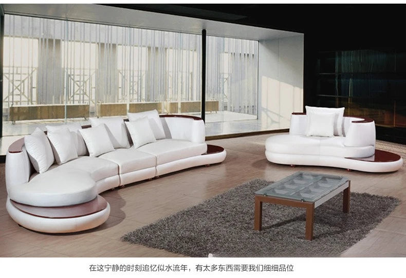 First layer cowhide sofa, creative curved leather sofa combination