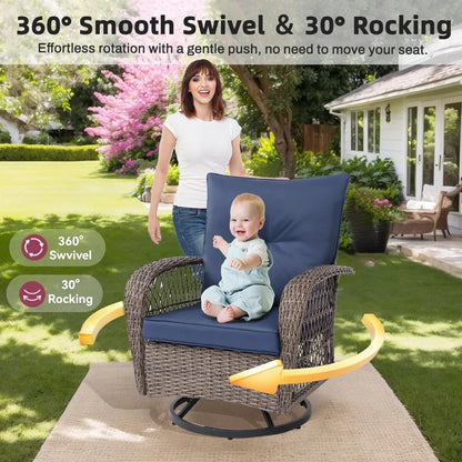Outdoor Patio Furniture Set, Wicker Sectional Couch Conversations with loveseat 360° Swivel Rocker