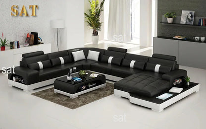 Nordic designer light luxury villa leather living room sofa high-end customized leisure hotel sofa combination