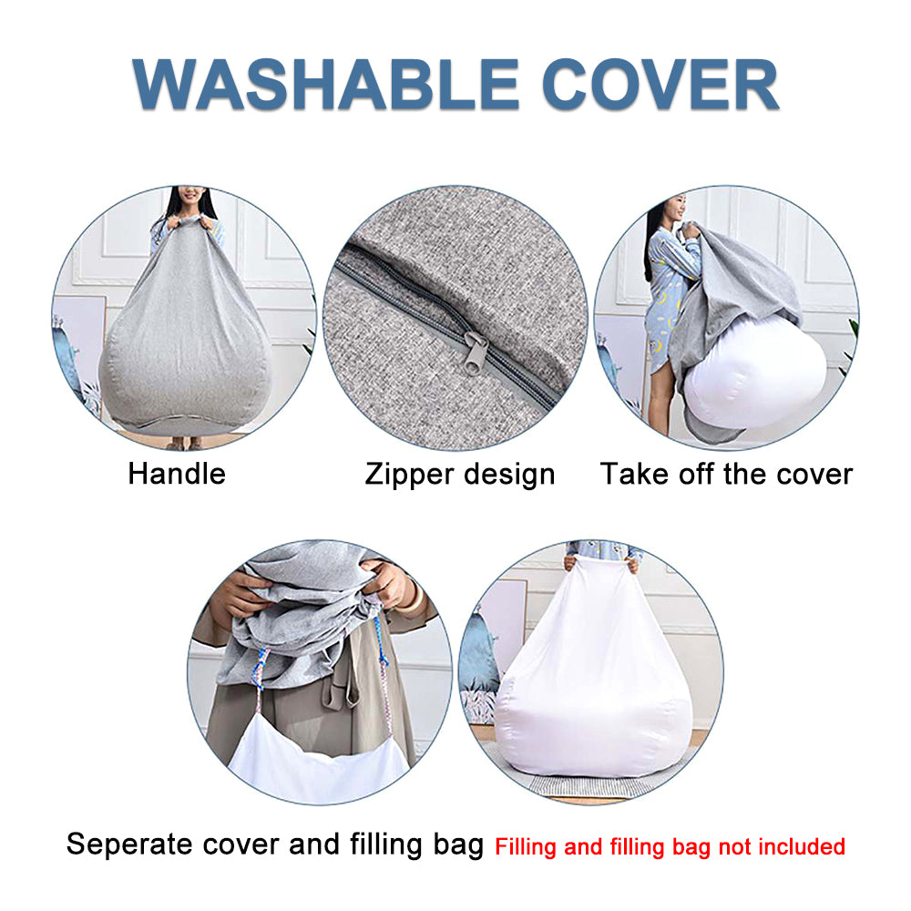 Lazy Sofa Cover Comfortable Large Bean Bag Cover without Filler for Home Bedroom Adults Kids Soft Tatami Chairs Covers Beanbags