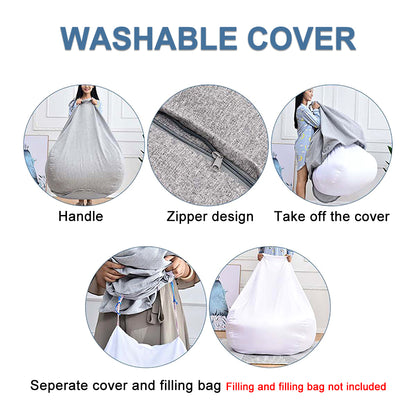 Lazy Sofa Cover Comfortable Large Bean Bag Cover without Filler for Home Bedroom Adults Kids Soft Tatami Chairs Covers Beanbags
