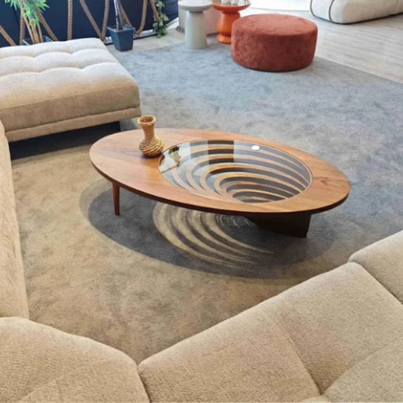 Table basse marron de Style moderne, bois naturel, gain de place, Tables basses de luxe uniques, meubles Per La Casa Saldi
