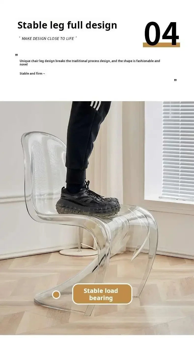 Transparent Plastic Chair Living Room Relax Backrest Waiting Cafe Chair Hotel Acrylic Design Dining Stool Nordic Furniture